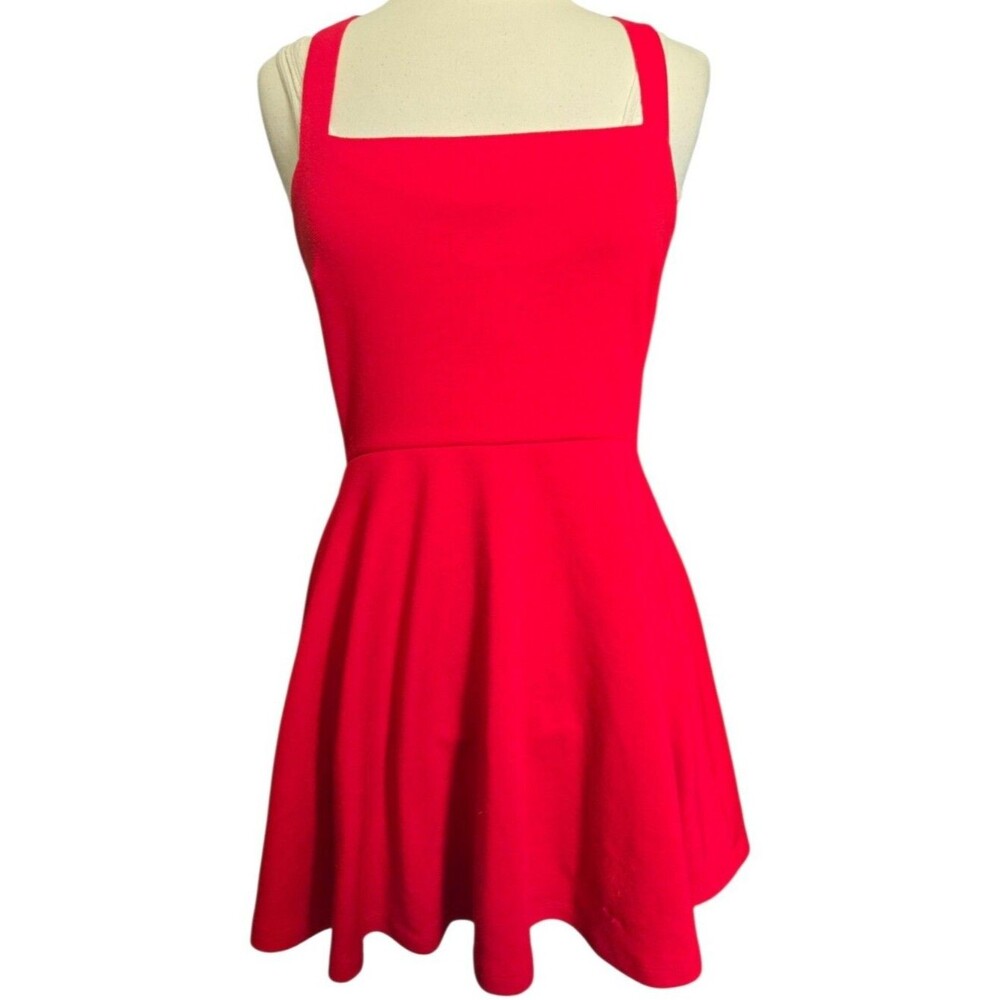 F21 Vibrant Red Fit-and-Flare Mini Dress - L